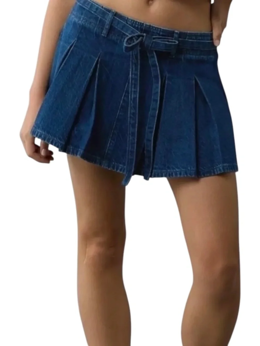 AE Cotton Pleated Denim Mini Skort American Eagle Size 6 NWT